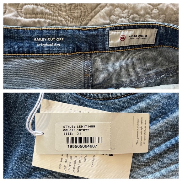 NWT AG Hailey Cut Off Ex Boyfriend Denim Shorts Medium Washed Blue Size 31 - Picture 15 of 15